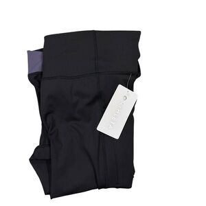 Athleta Black Leggings with Plum Detail